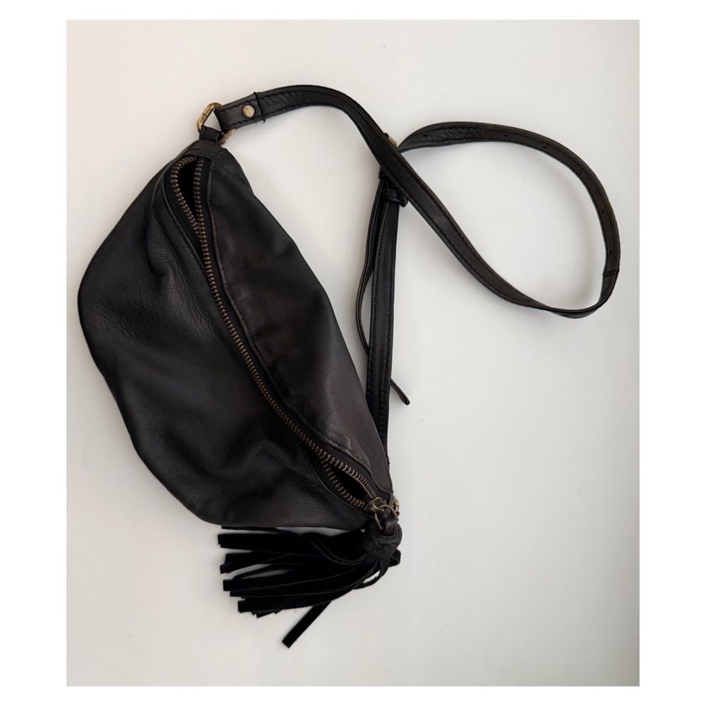 ASOS DESIGN Minimalist Black Leather Waist Bag Fanny Pack